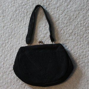 Vintage Genuine Small Corde Black Handbag/Evening Purse